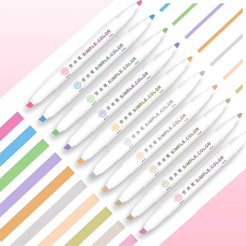 Pastel Highlighter Set Double Ended - 5 buah Pastel Highlighter warna ujung