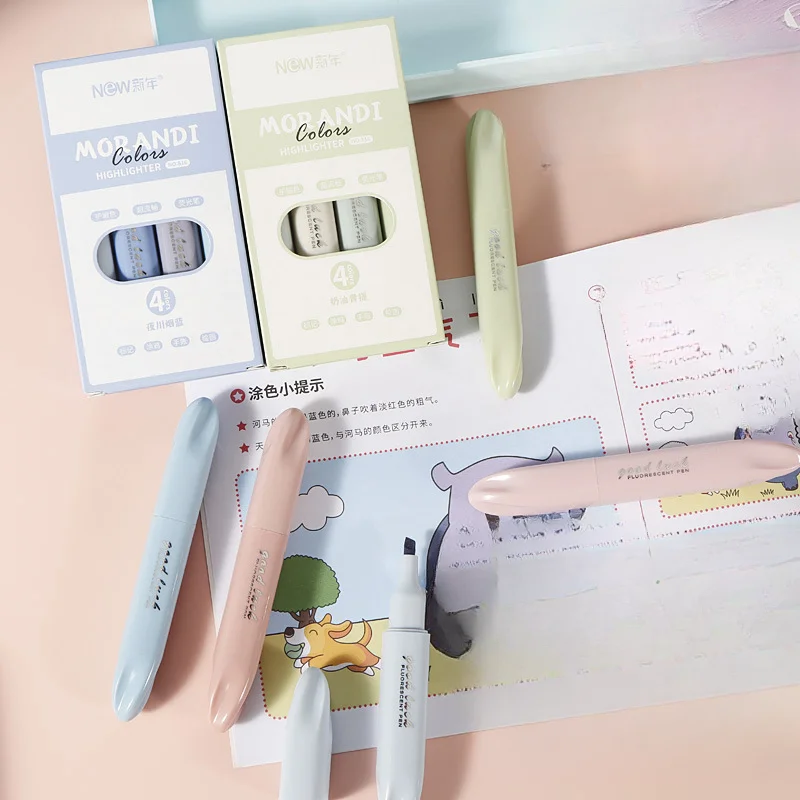 4 Buah Pena Penanda Warna Past - Pastel Highlighter Set Double Ended ulasan dan harga