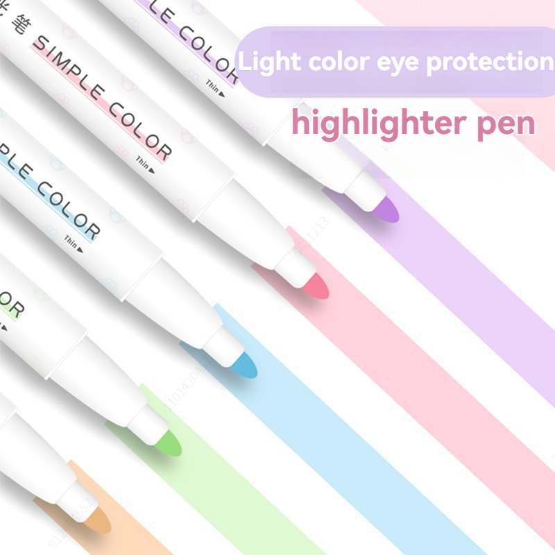 5 buah Pastel Highlighter warn - Pastel Highlighter Set Double Ended ulasan dan harga