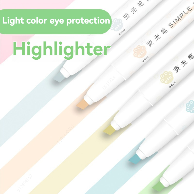 5 buah Pastel Highlighter warn - Pastel Highlighter Set Double Ended ulasan dan harga
