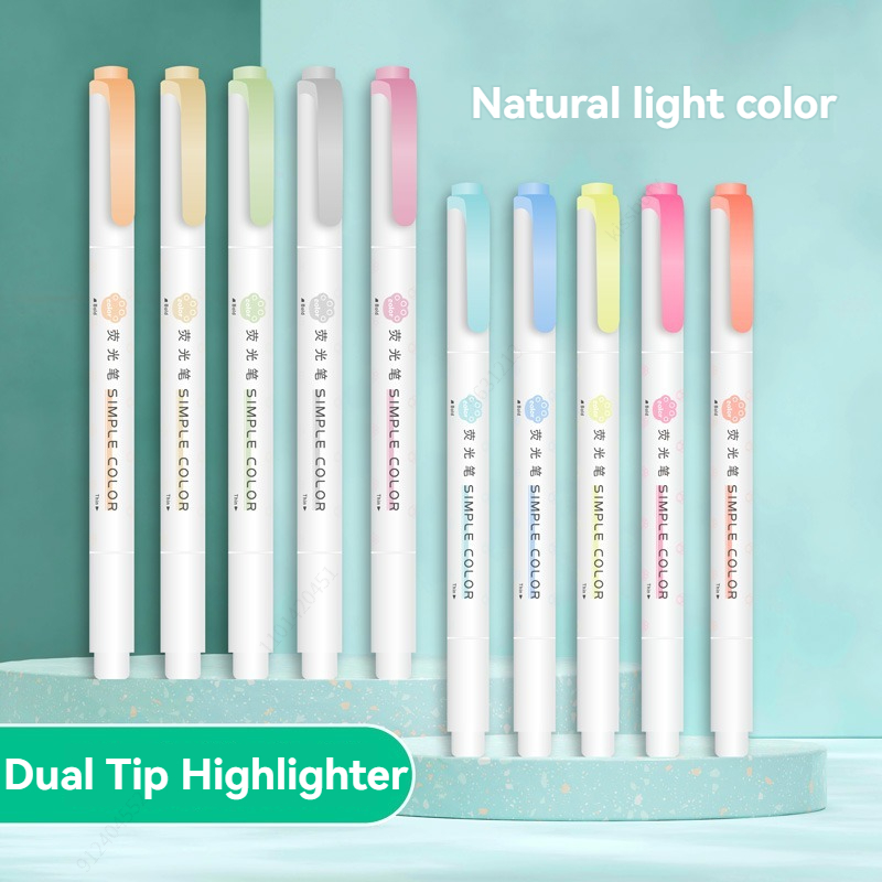 5 buah Pastel Highlighter warn - Pastel Highlighter Set Double Ended ulasan dan harga