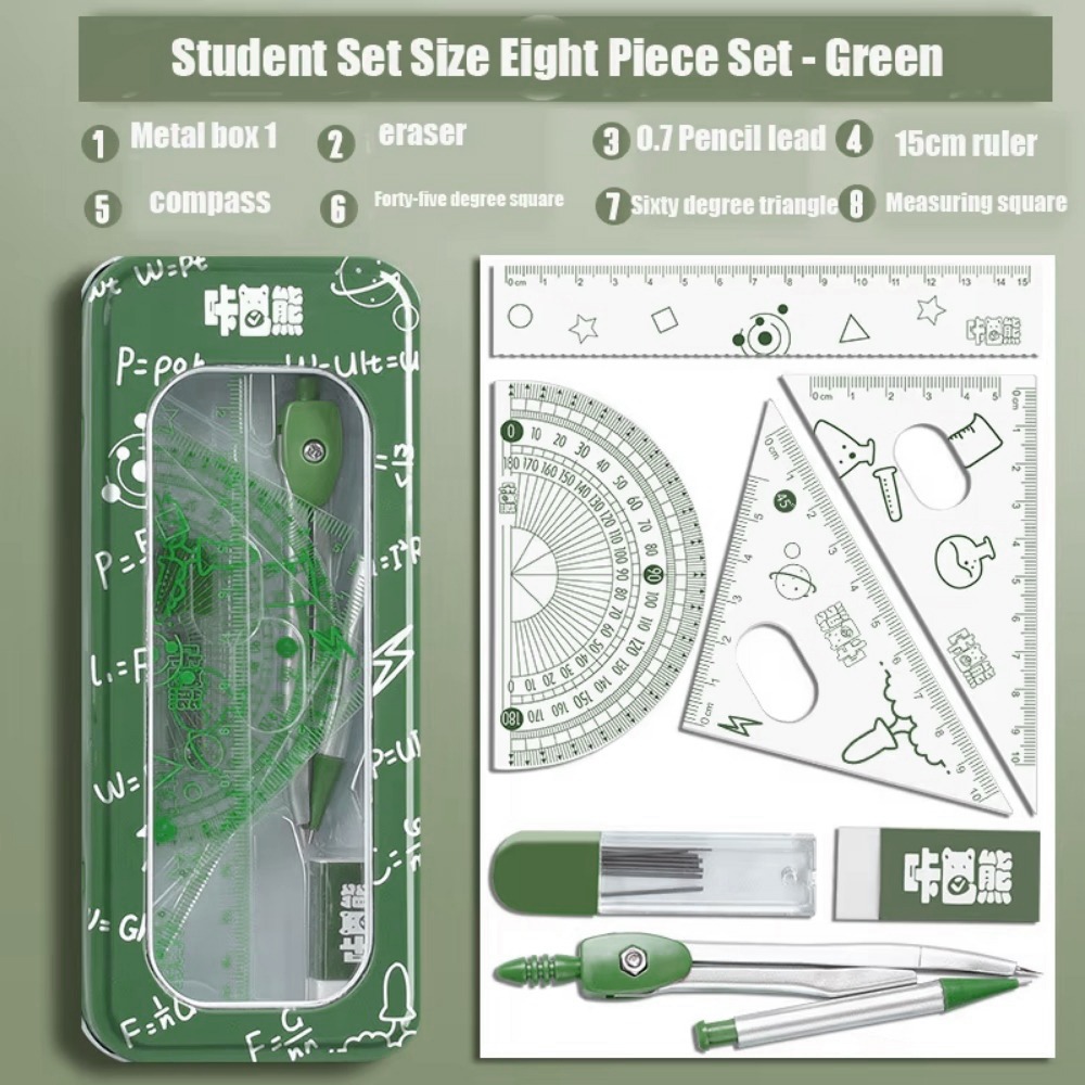 8Pcs/Set Set Alat Gambar Geome - Math Geometry Set With Compass ulasan dan harga