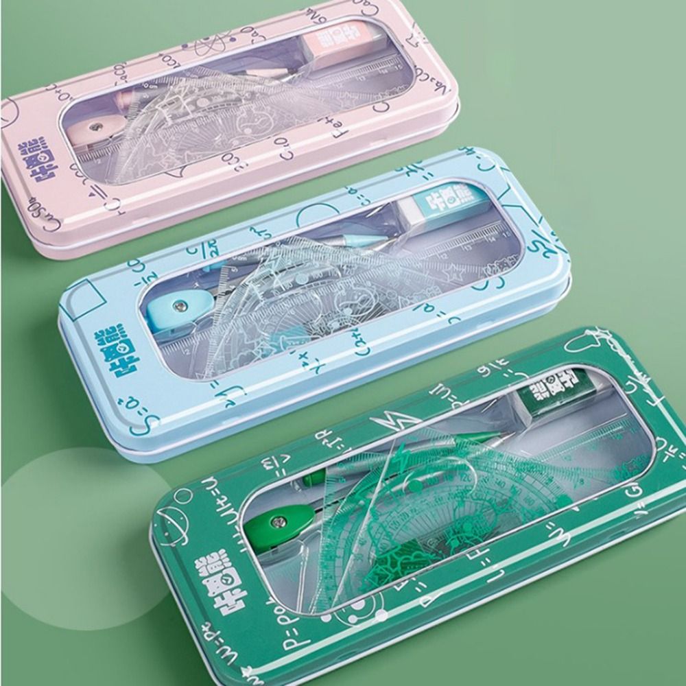 8Pcs/Set Set Alat Gambar Geome - Math Geometry Set With Compass ulasan dan harga